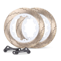 TTSPORT ventilated steel brake rotor with a two-piece, J-hock slotted construction.